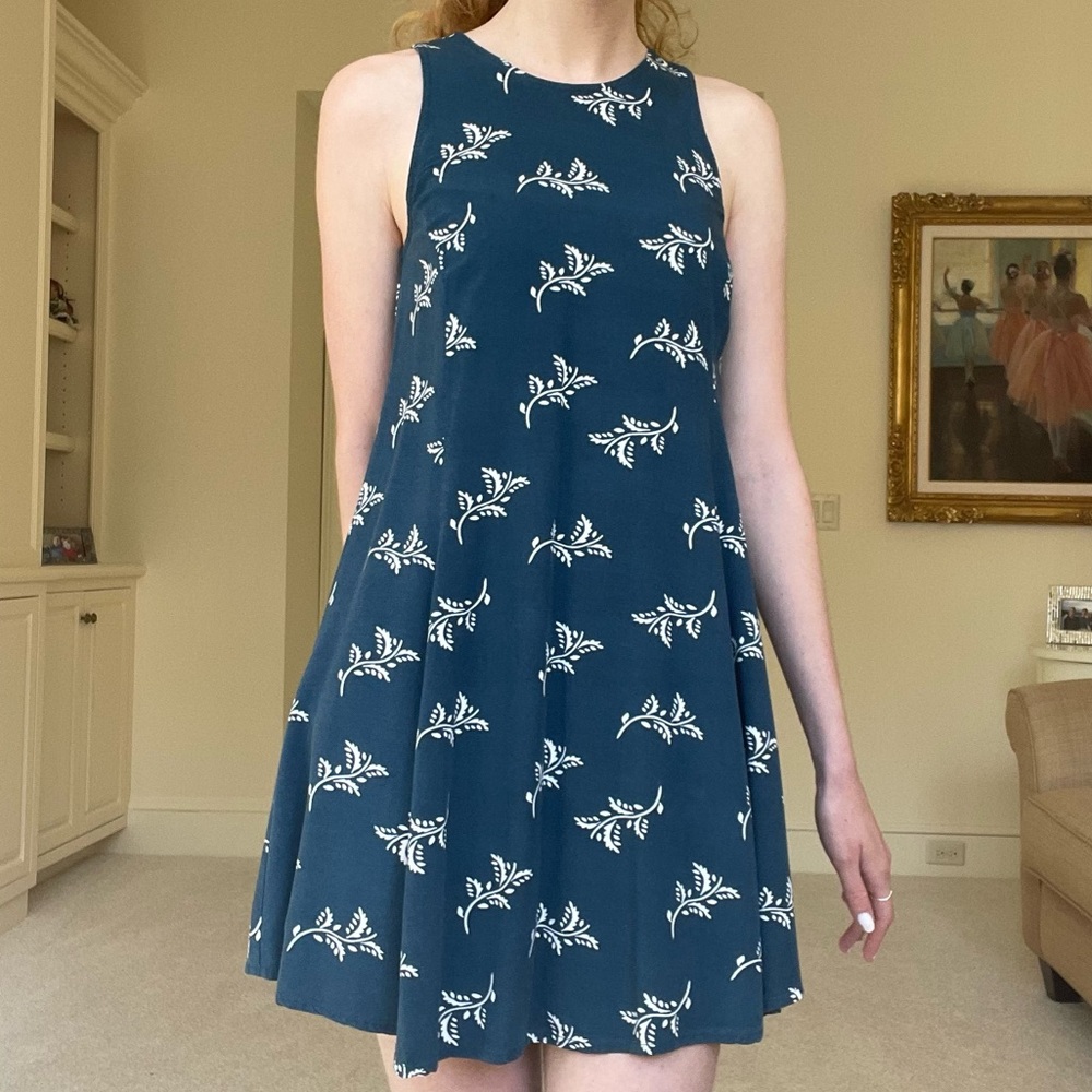 Old Navy Teal Paisley Floral Trapeze Swing Dress